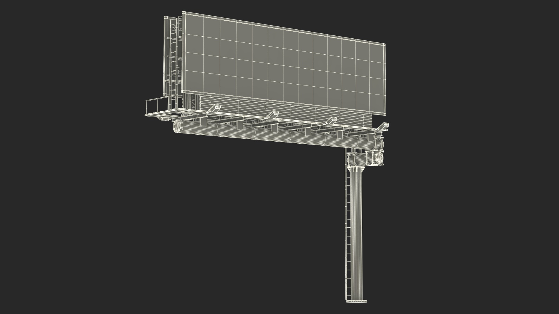 Blank Billboard Advertising Structure 3D