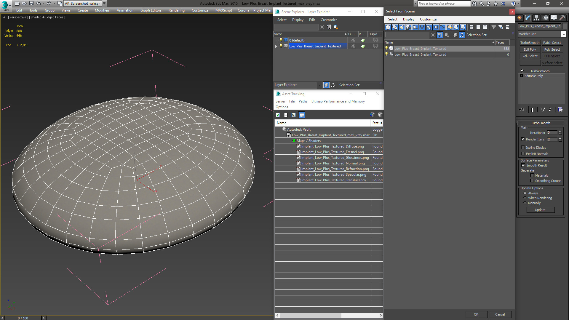 Low Plus Breast Implant Textured 3D