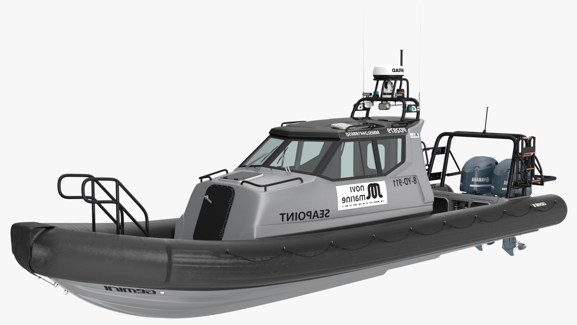 3D model Boat Grey Waverider 1060 GRP Cabin Rigged for Maya