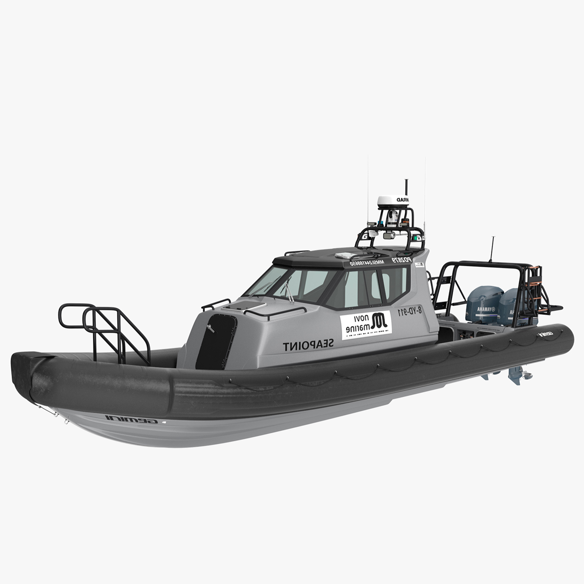 3D model Boat Grey Waverider 1060 GRP Cabin Rigged for Maya
