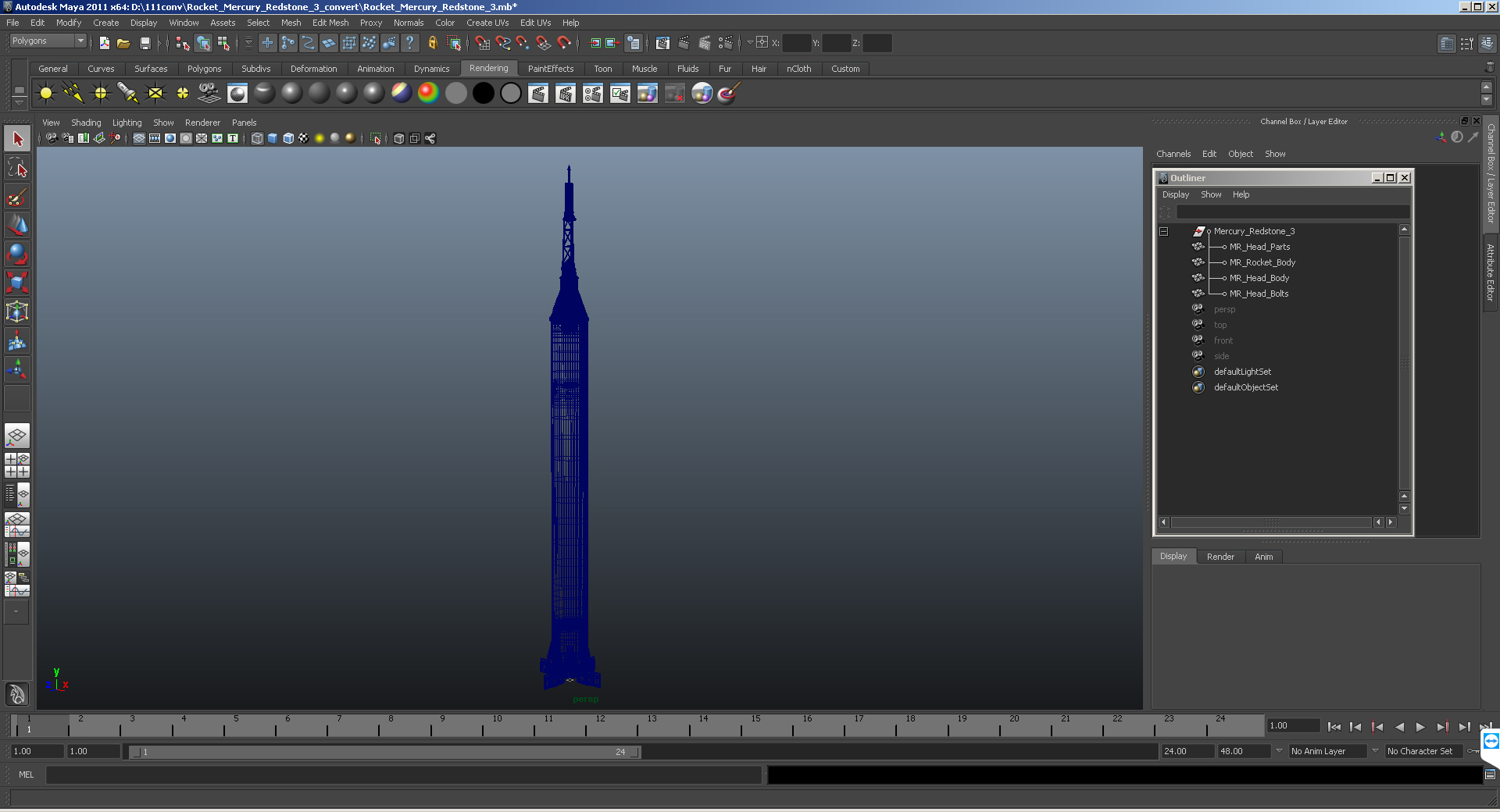 3D model Rocket Mercury Redstone 3