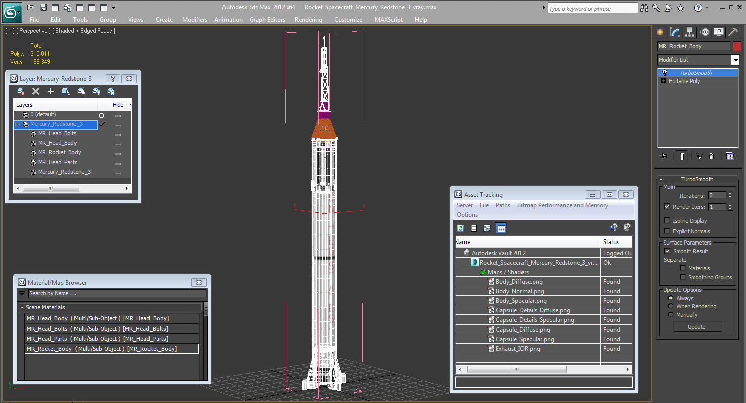 3D model Rocket Mercury Redstone 3