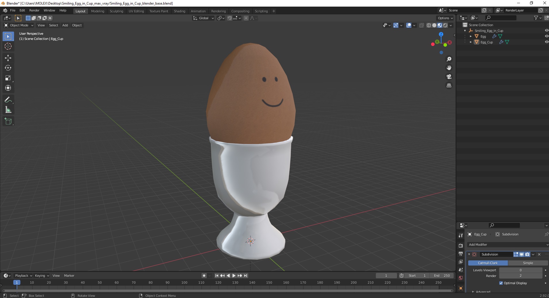 3D Smiling Egg in Cup model