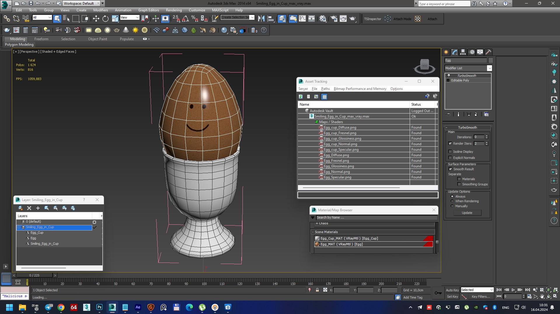 3D Smiling Egg in Cup model