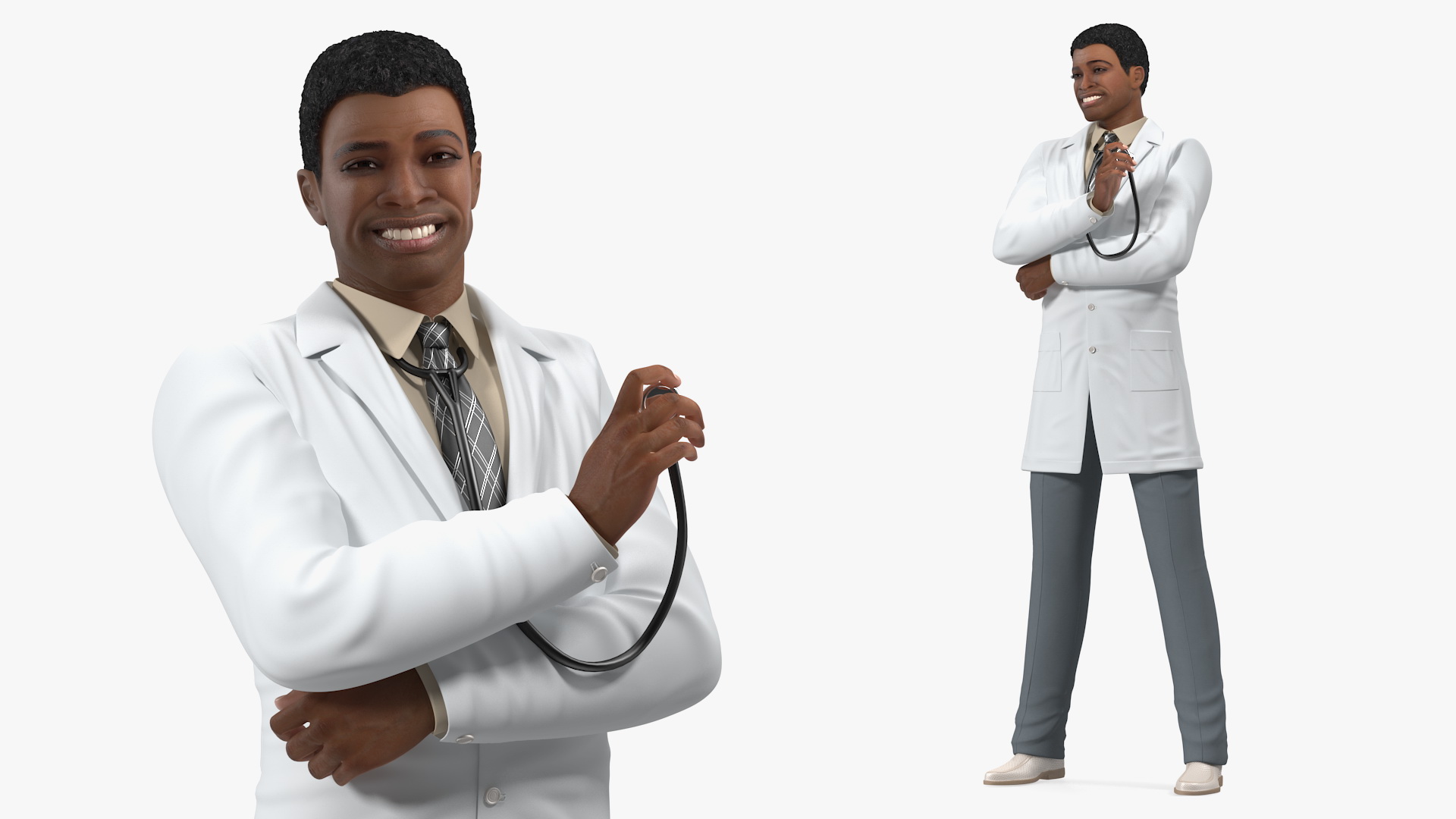 Light Skin Black Man wearing Lab Coat 3D