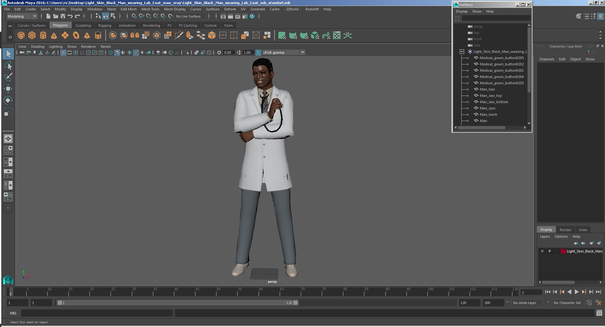 Light Skin Black Man wearing Lab Coat 3D