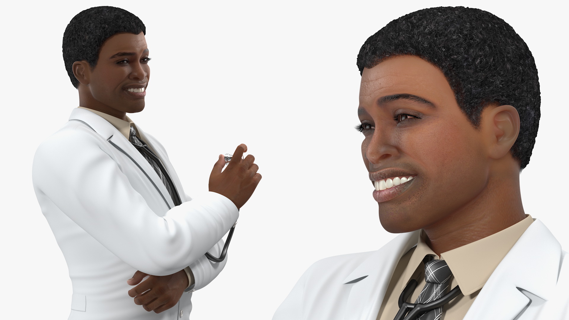 Light Skin Black Man wearing Lab Coat 3D