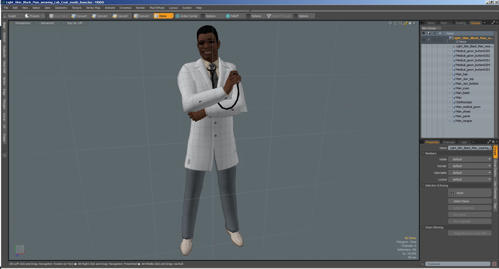Light Skin Black Man wearing Lab Coat 3D