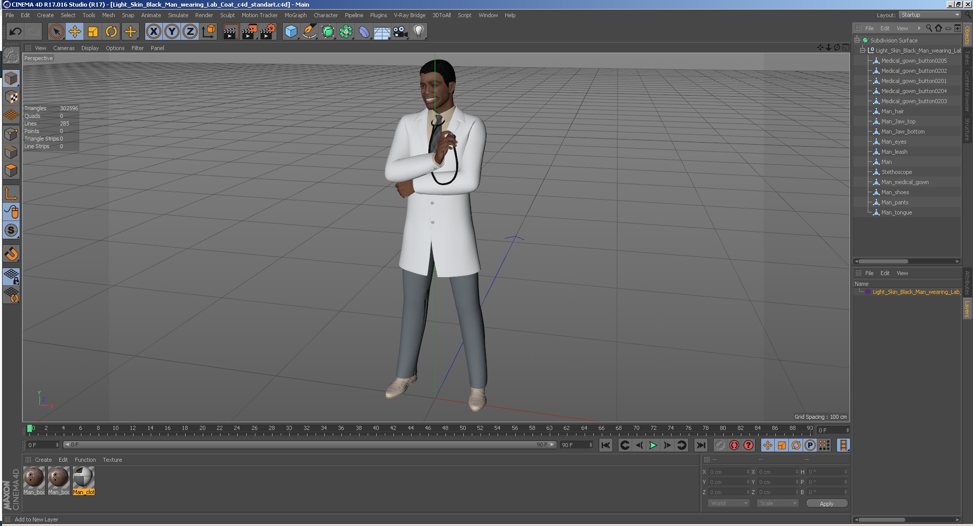 Light Skin Black Man wearing Lab Coat 3D