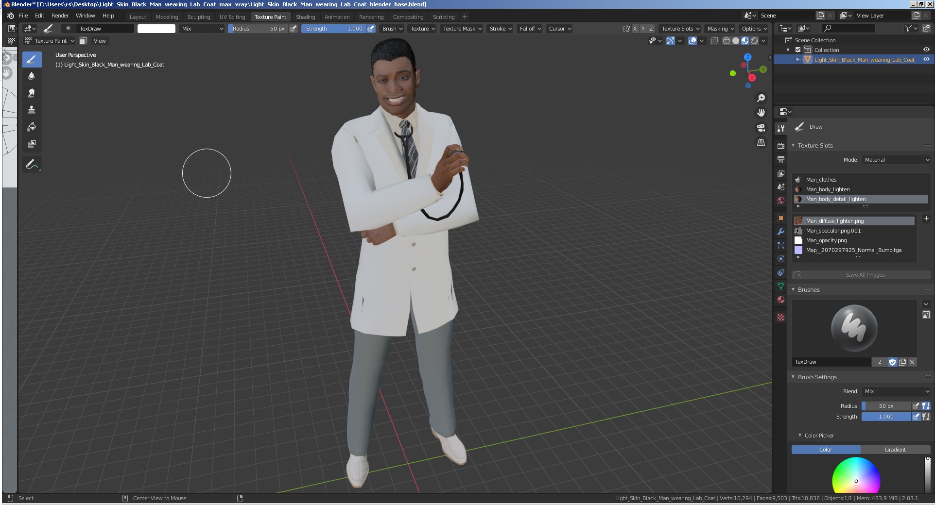 Light Skin Black Man wearing Lab Coat 3D