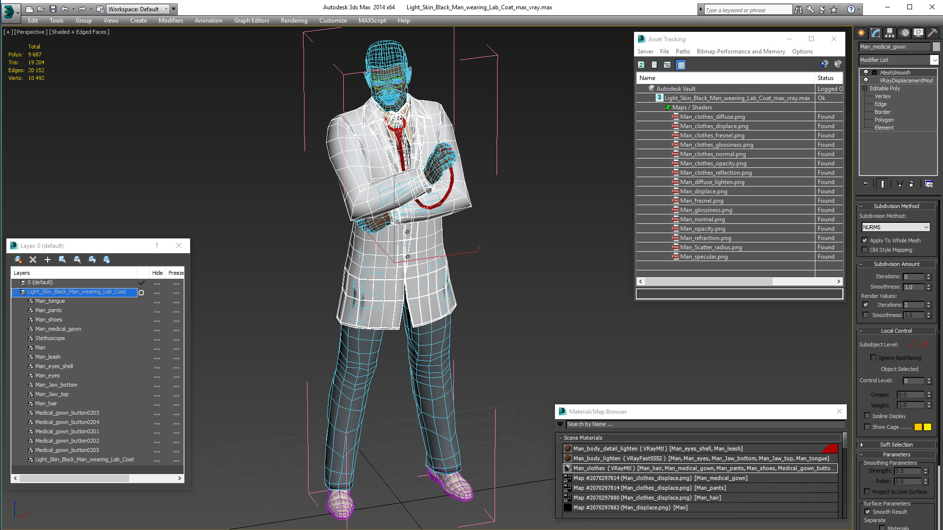 Light Skin Black Man wearing Lab Coat 3D