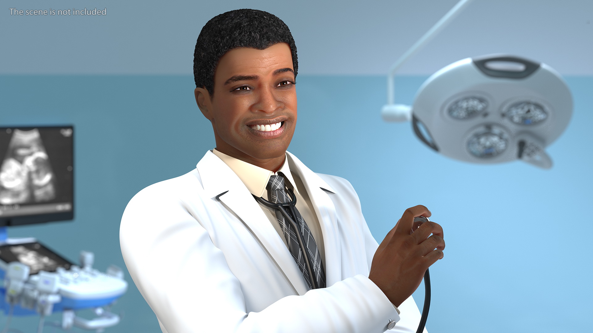 Light Skin Black Man wearing Lab Coat 3D