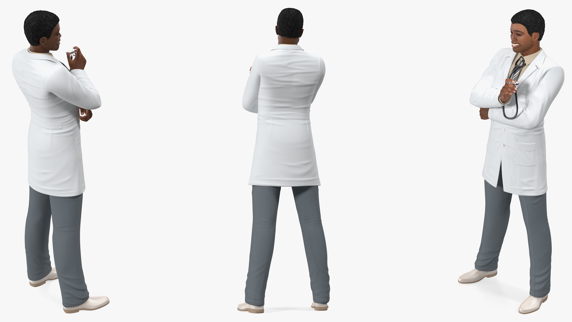 Light Skin Black Man wearing Lab Coat 3D