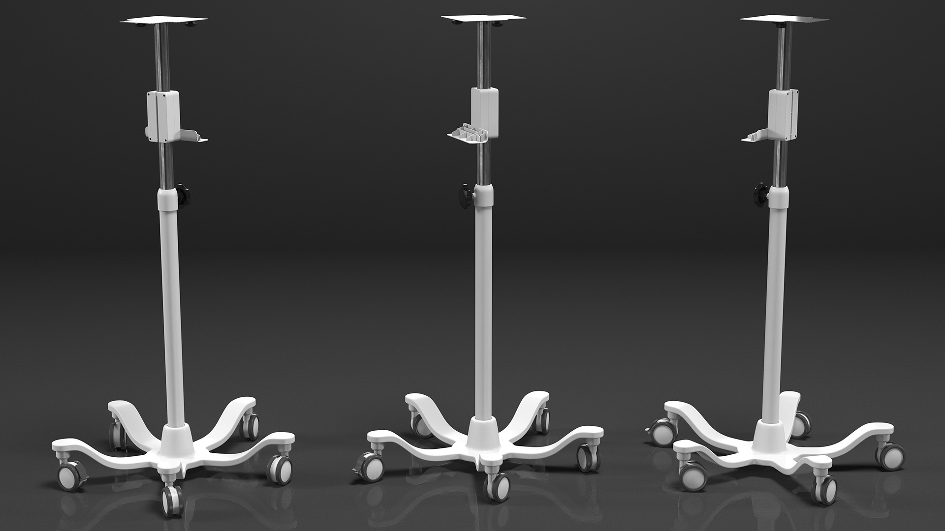 Medical Rolling Stand with Adjustable Height 3D model