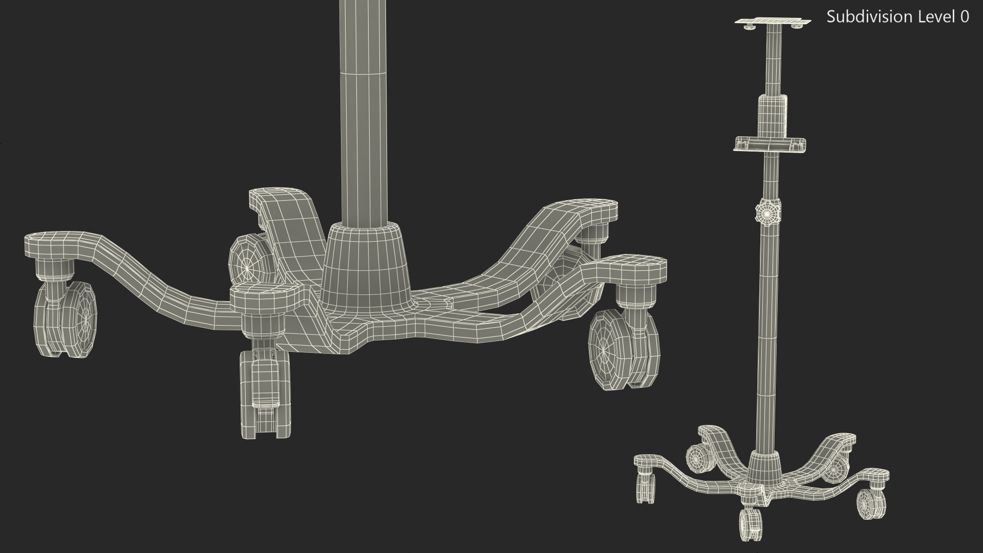 Medical Rolling Stand with Adjustable Height 3D model