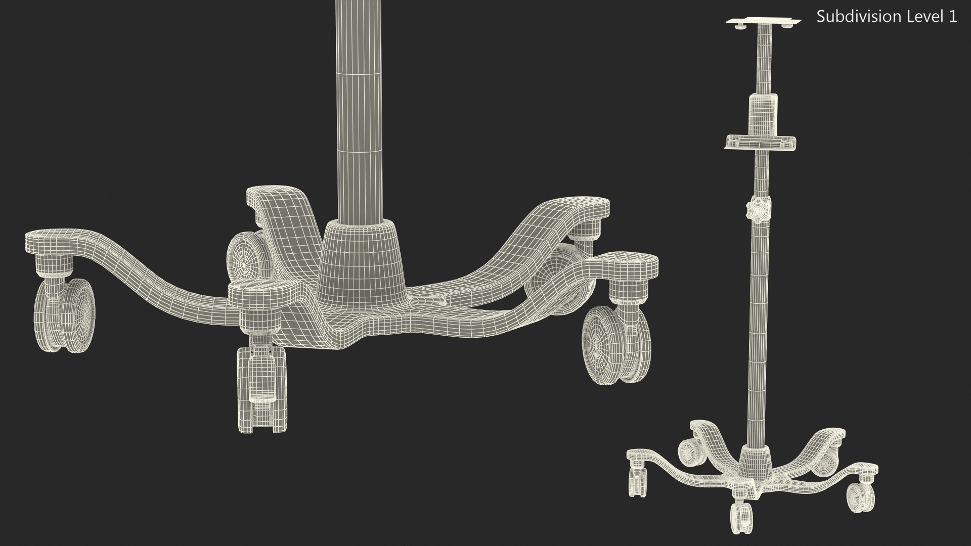 Medical Rolling Stand with Adjustable Height 3D model