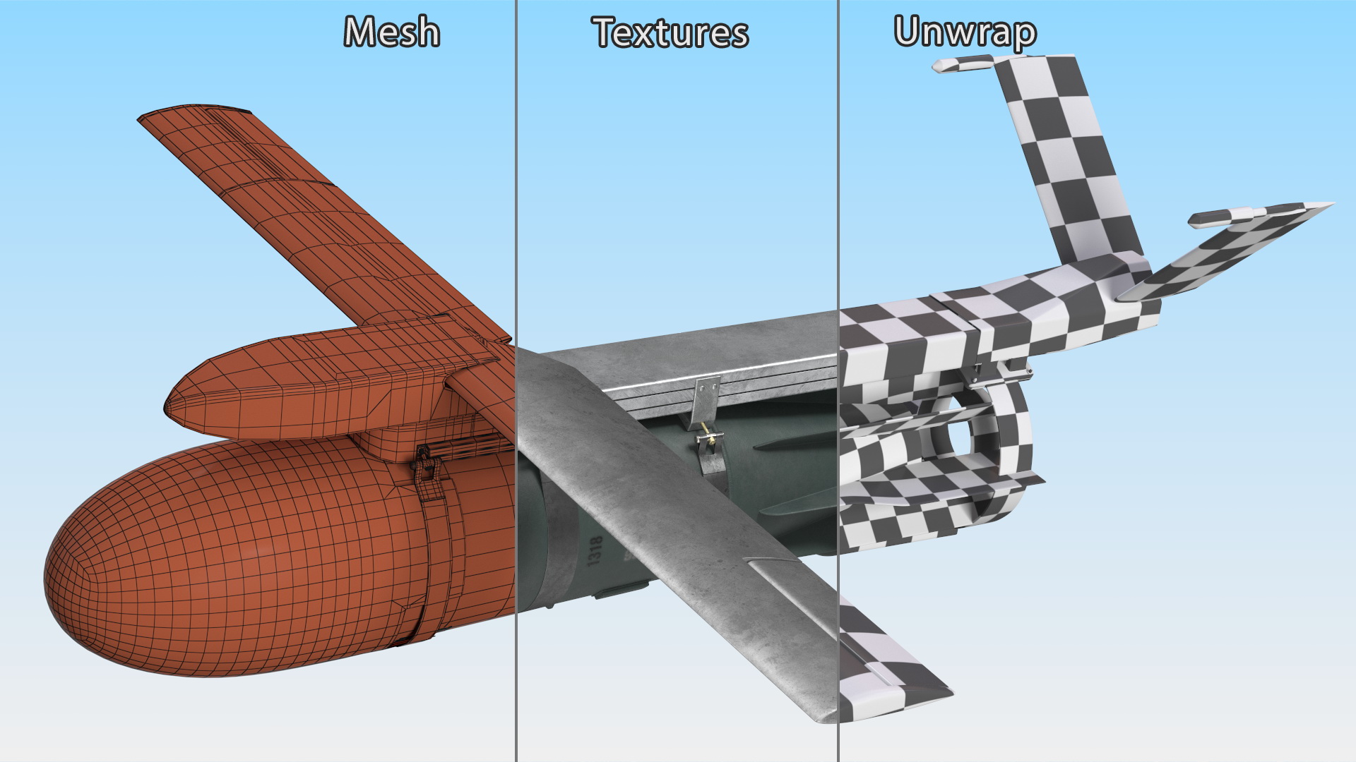 3D model Russian FAB 1500 Air Bomb with UMPK