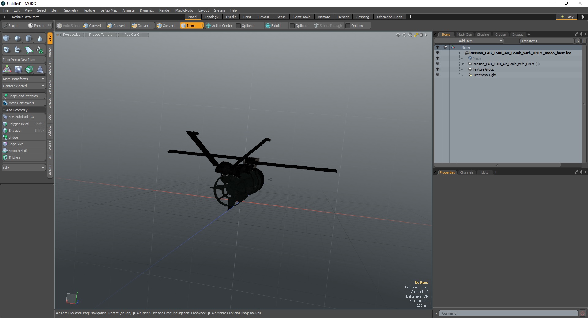 3D model Russian FAB 1500 Air Bomb with UMPK