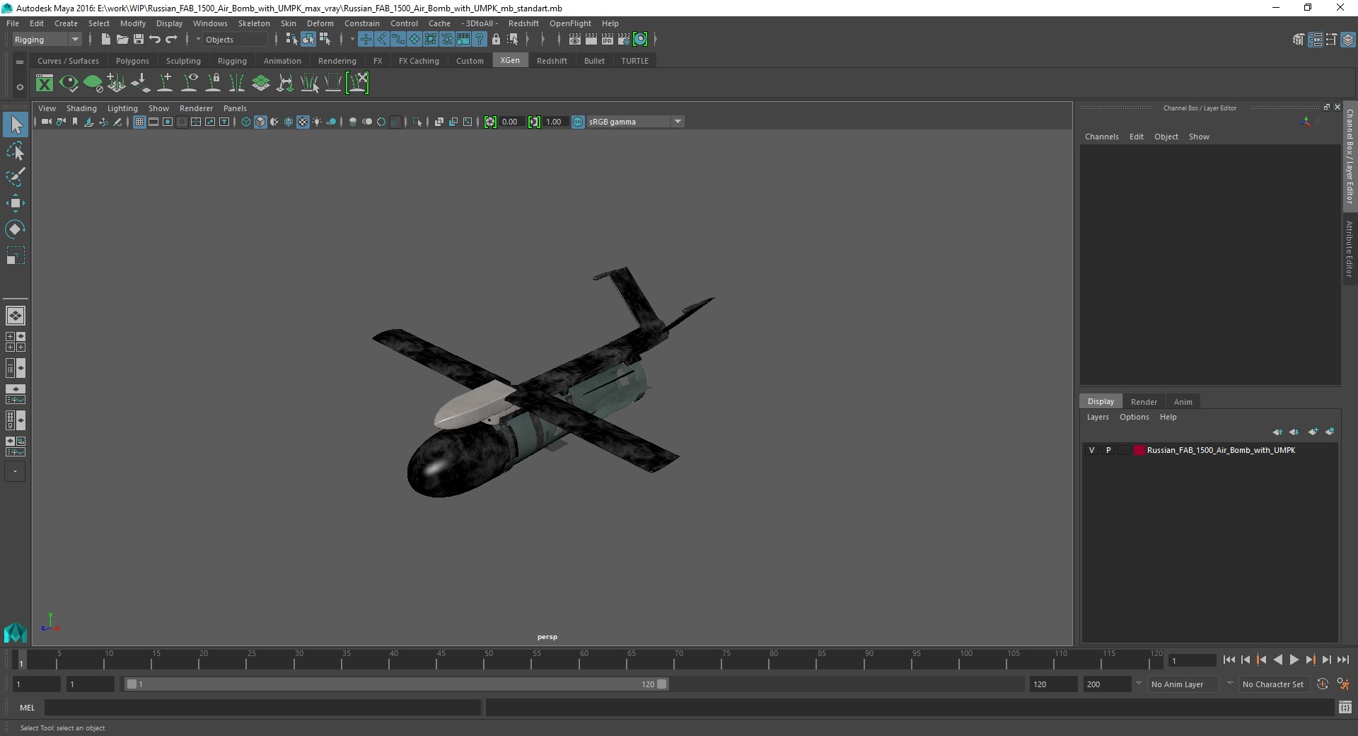 3D model Russian FAB 1500 Air Bomb with UMPK