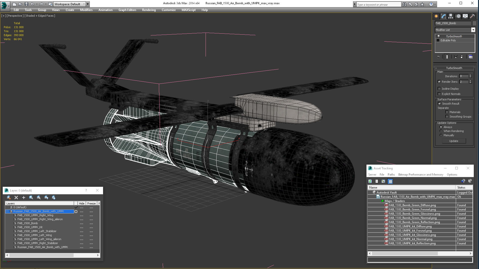 3D model Russian FAB 1500 Air Bomb with UMPK