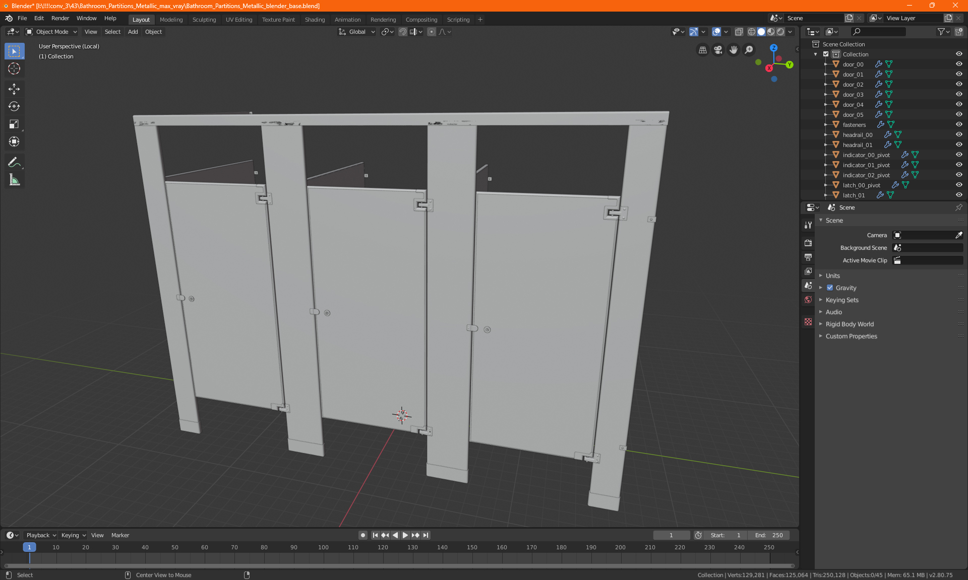 3D Bathroom Partitions Metallic model