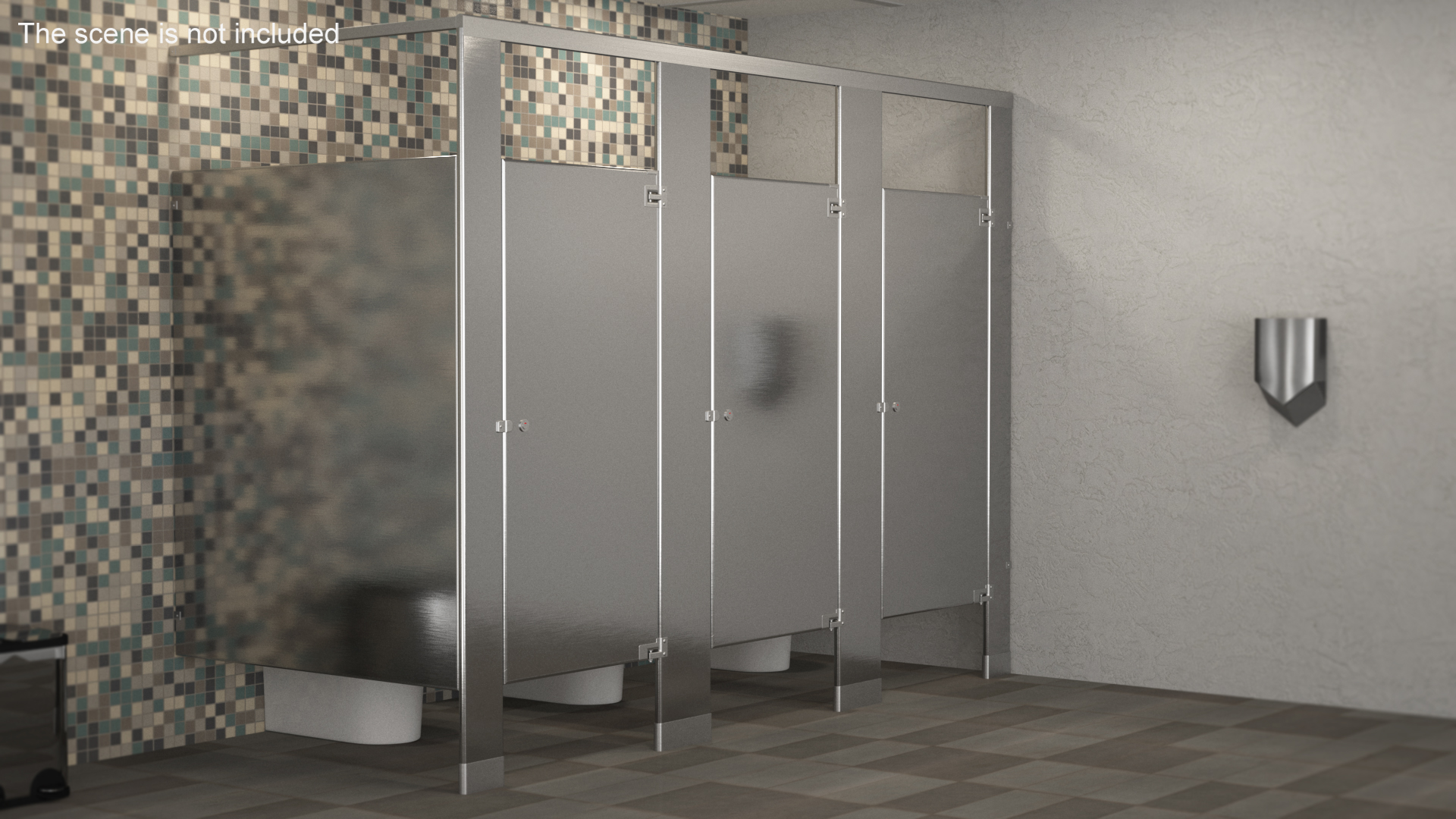 3D Bathroom Partitions Metallic model