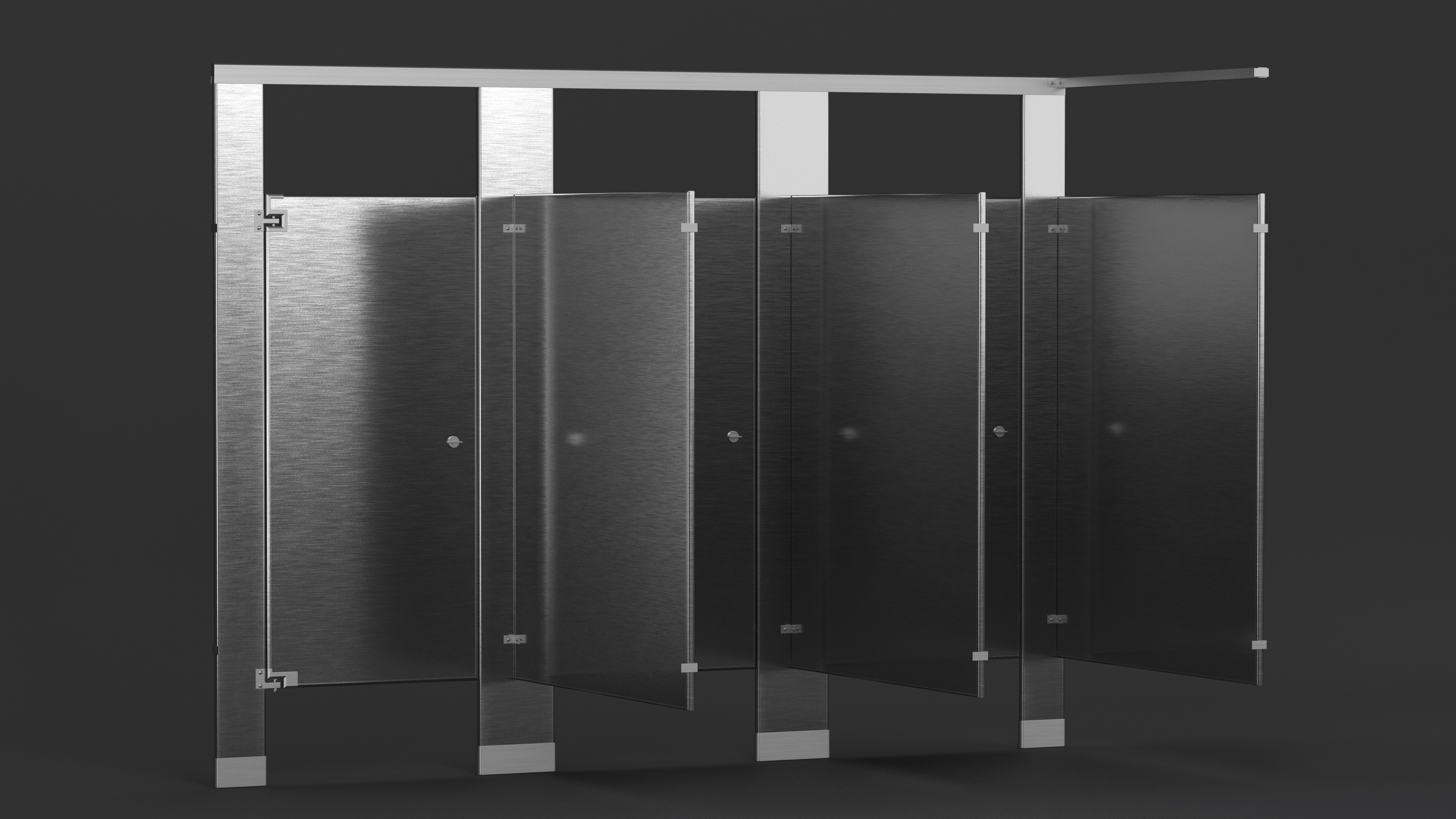 3D Bathroom Partitions Metallic model
