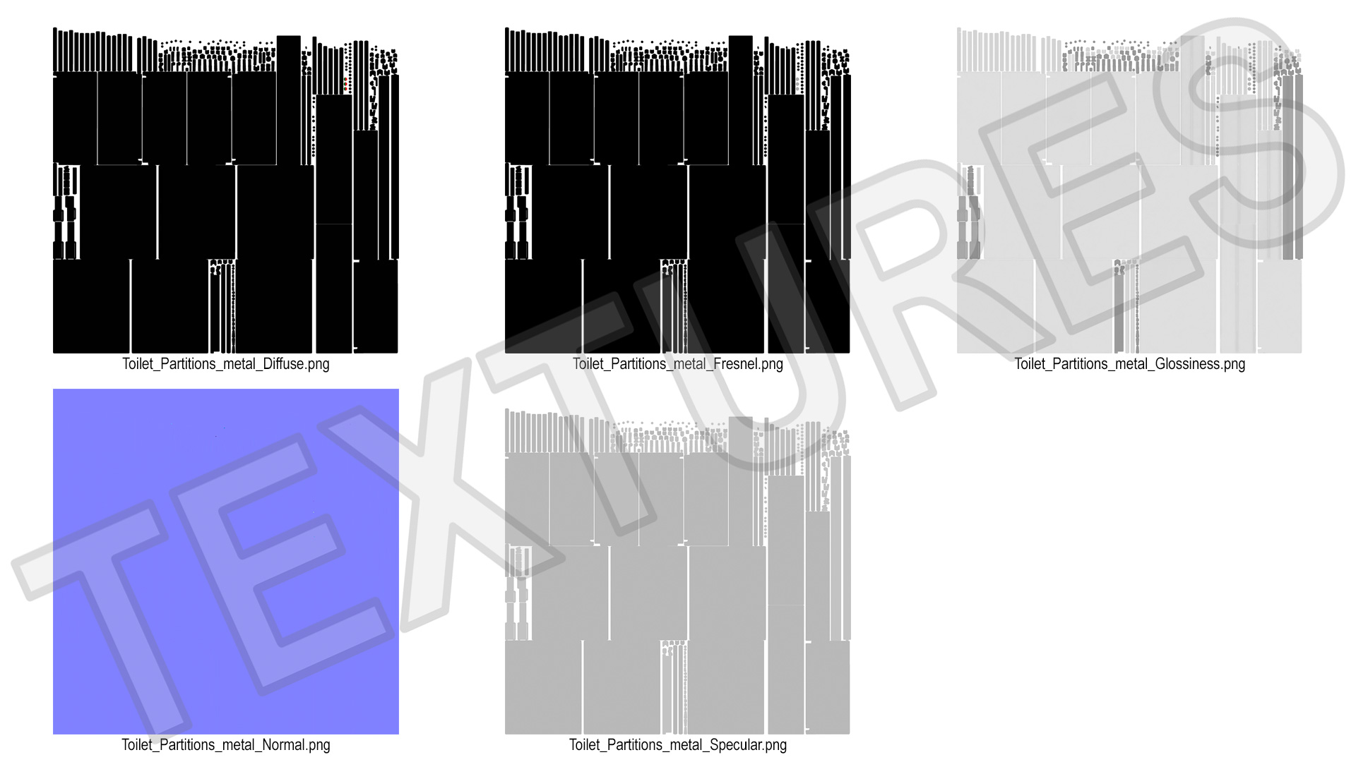 3D Bathroom Partitions Metallic model