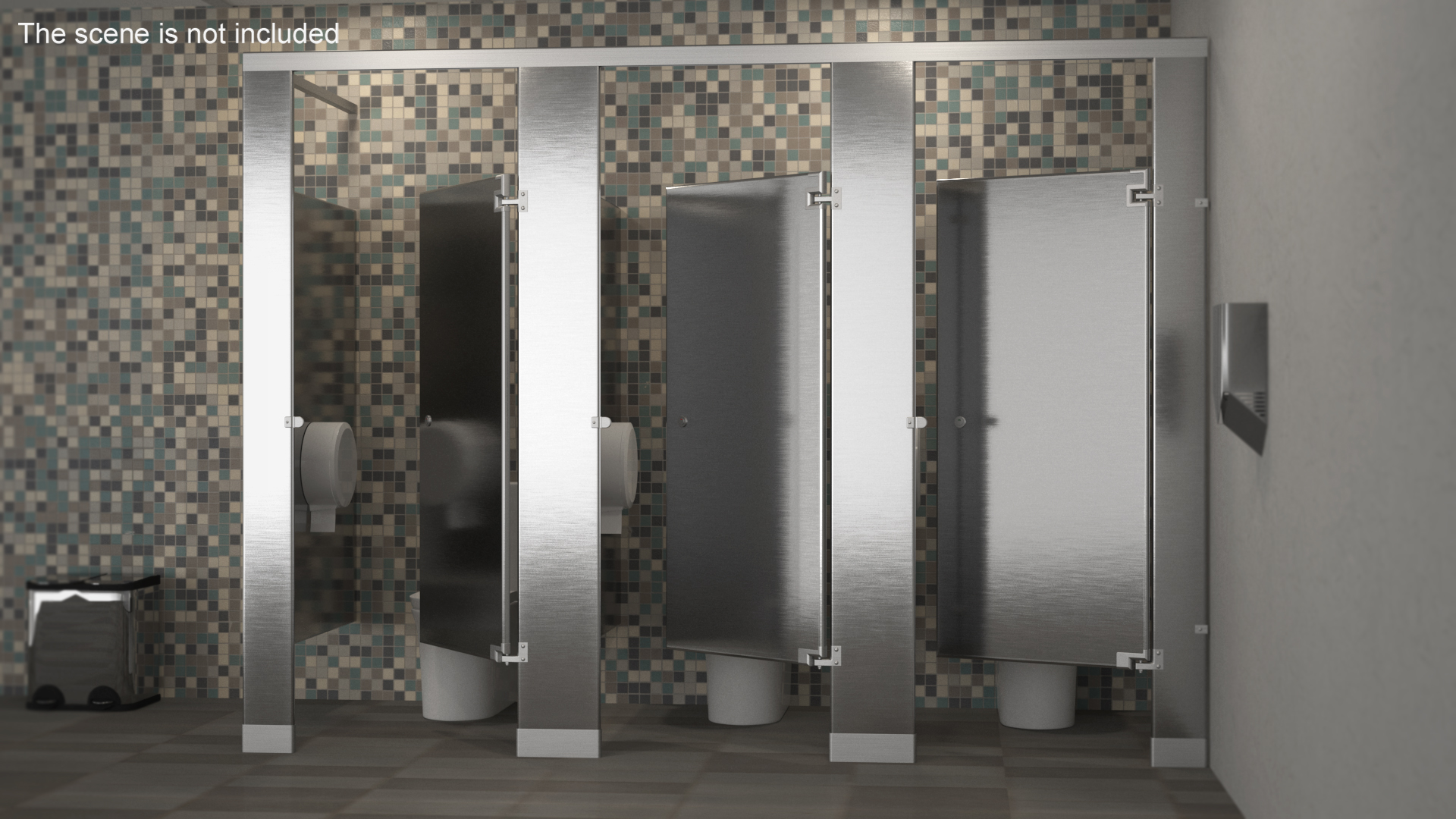 3D Bathroom Partitions Metallic model