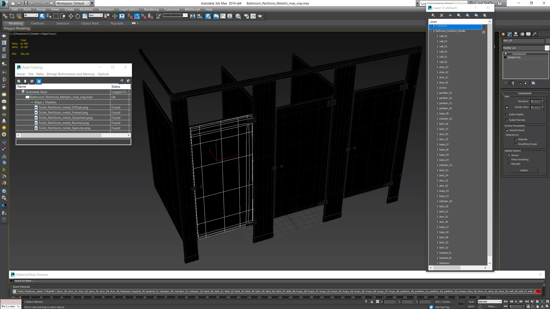 3D Bathroom Partitions Metallic model