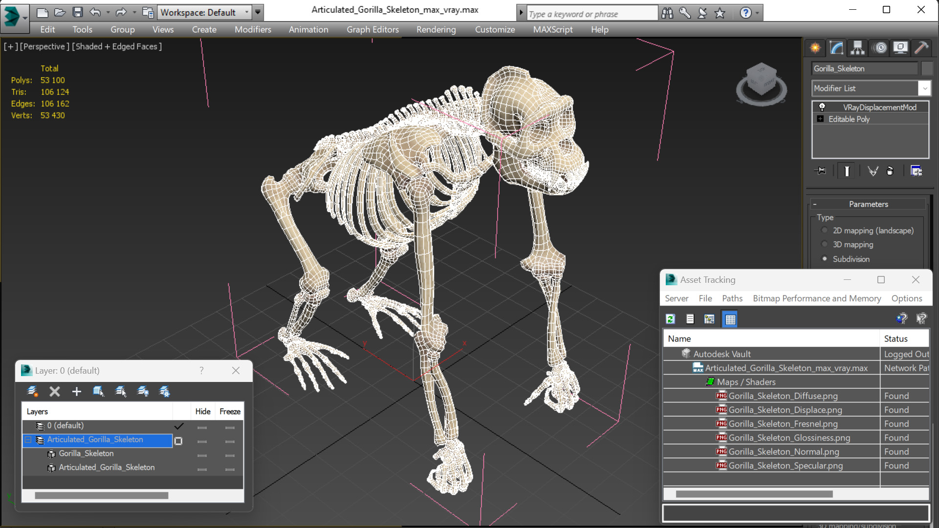 3D Articulated Gorilla Skeleton model