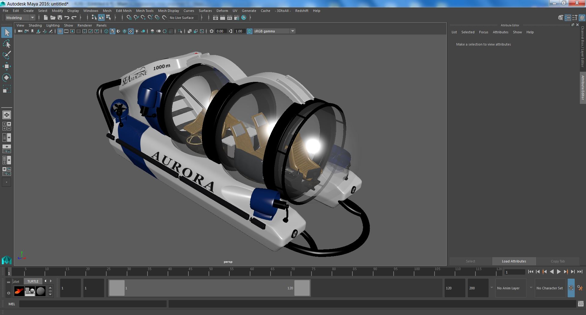 3D AURORA 6 Luxury Private Submarine model