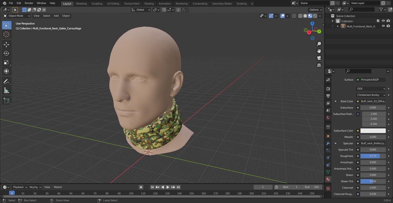 Multi Functional Neck Gaiter Camouflage 3D model