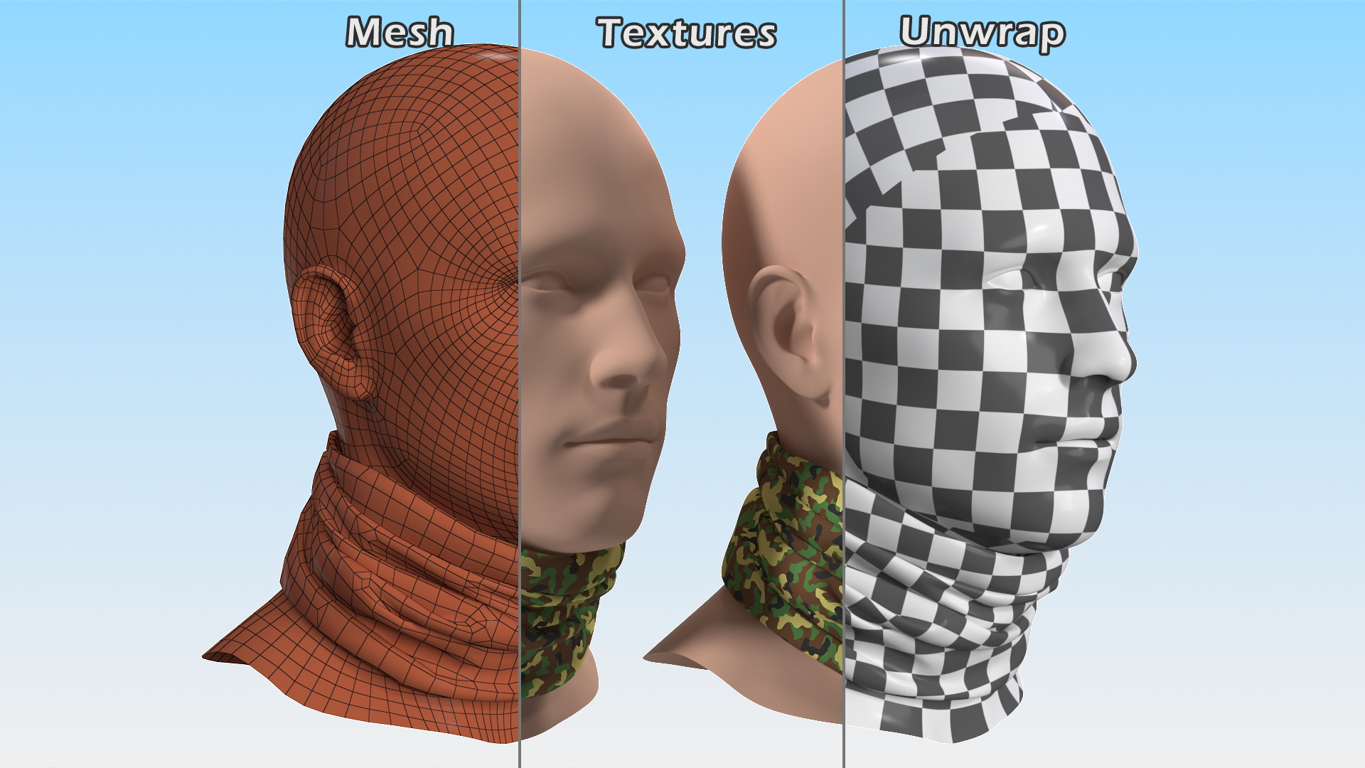 Multi Functional Neck Gaiter Camouflage 3D model