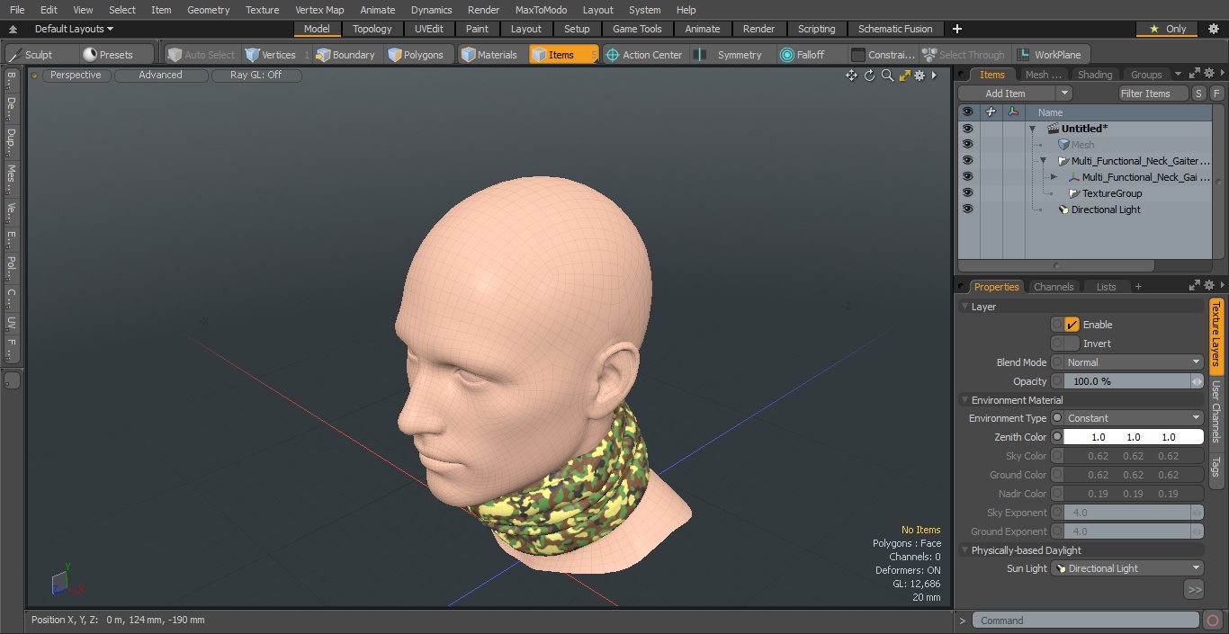 Multi Functional Neck Gaiter Camouflage 3D model