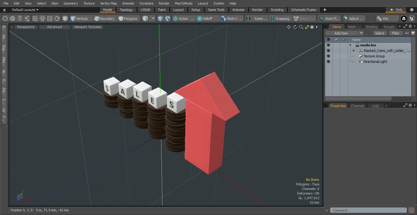 3D Stacked Coins with Letter Cubes