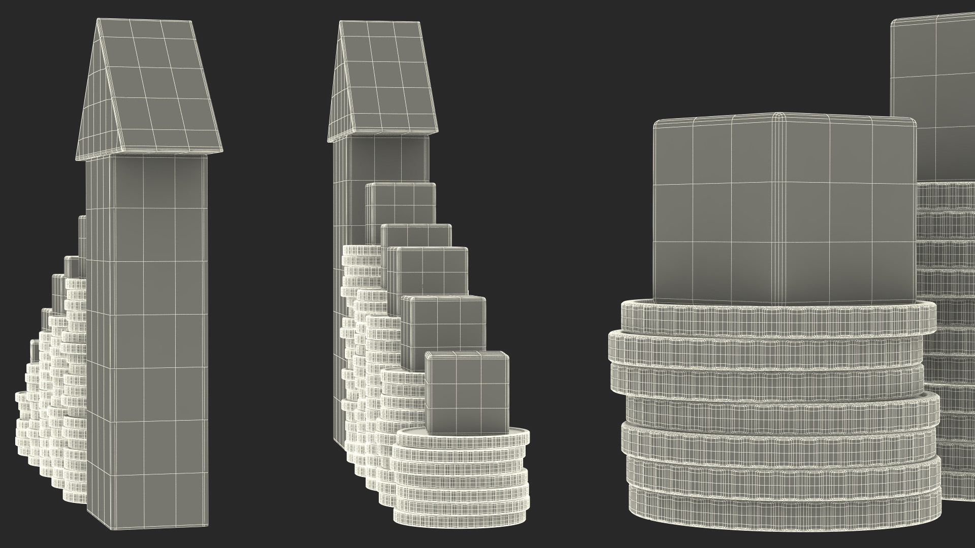 3D Stacked Coins with Letter Cubes