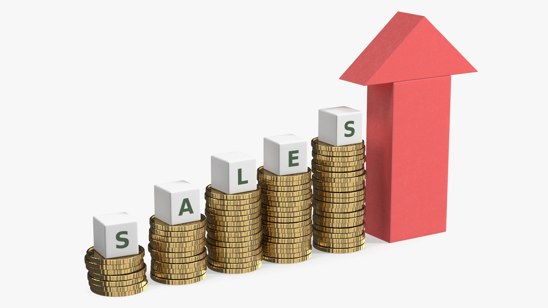 3D Stacked Coins with Letter Cubes