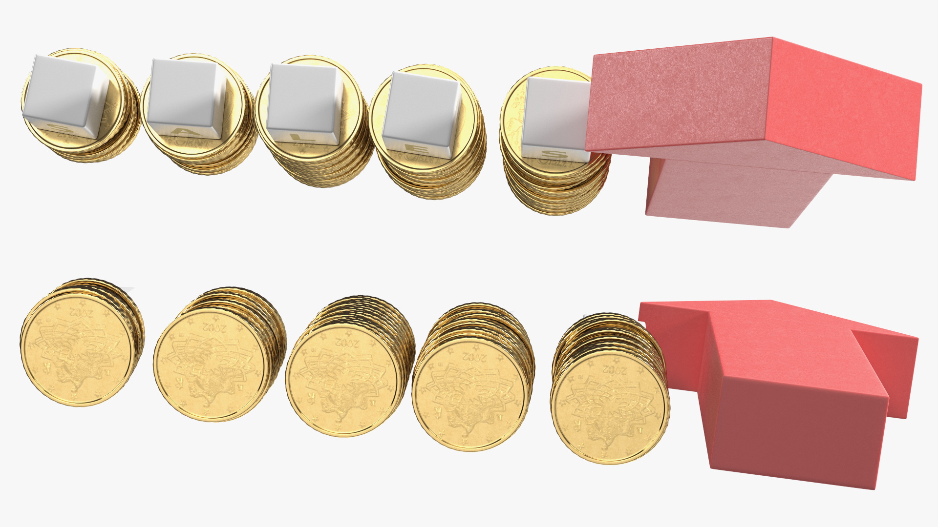 3D Stacked Coins with Letter Cubes