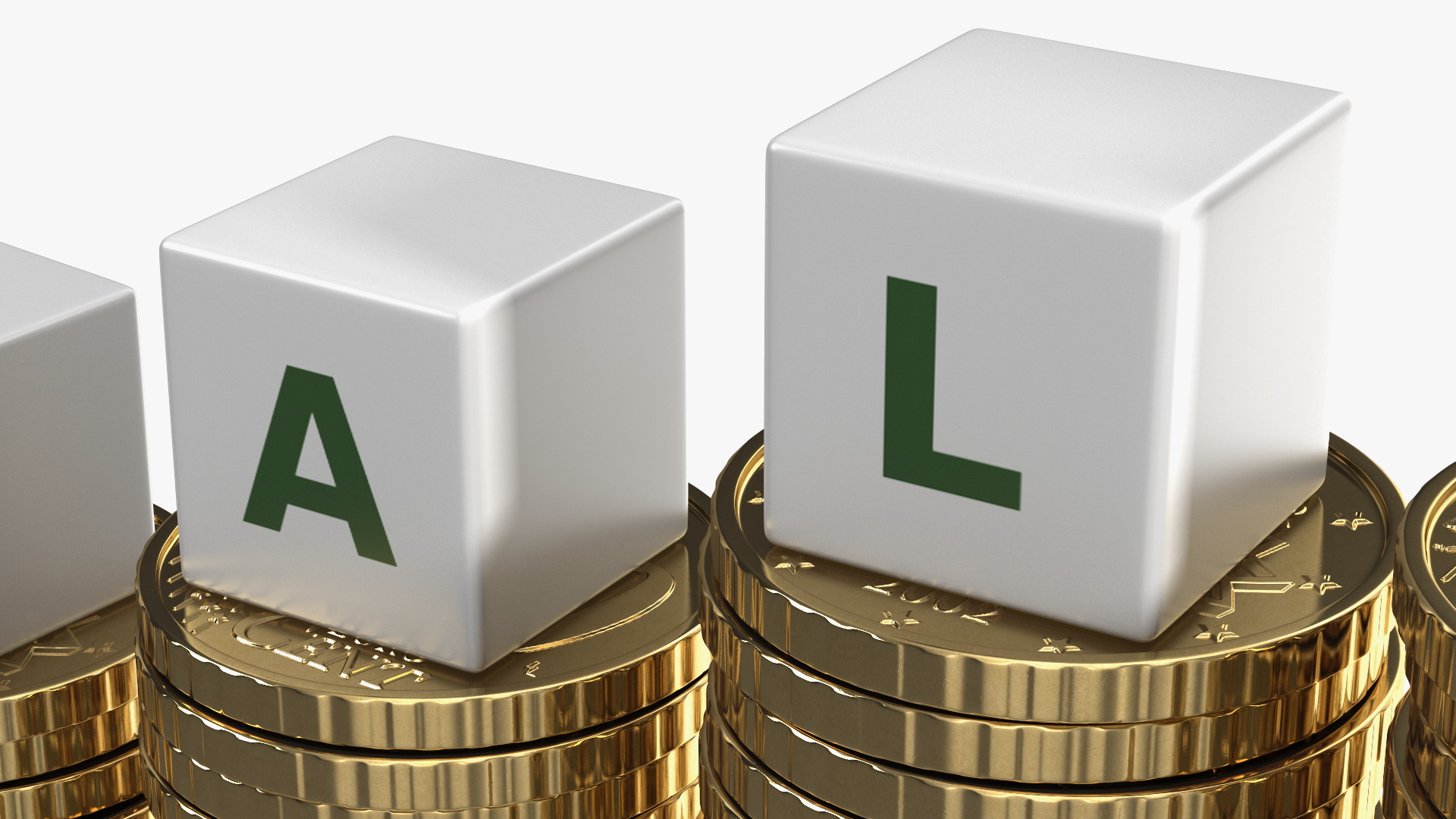 3D Stacked Coins with Letter Cubes