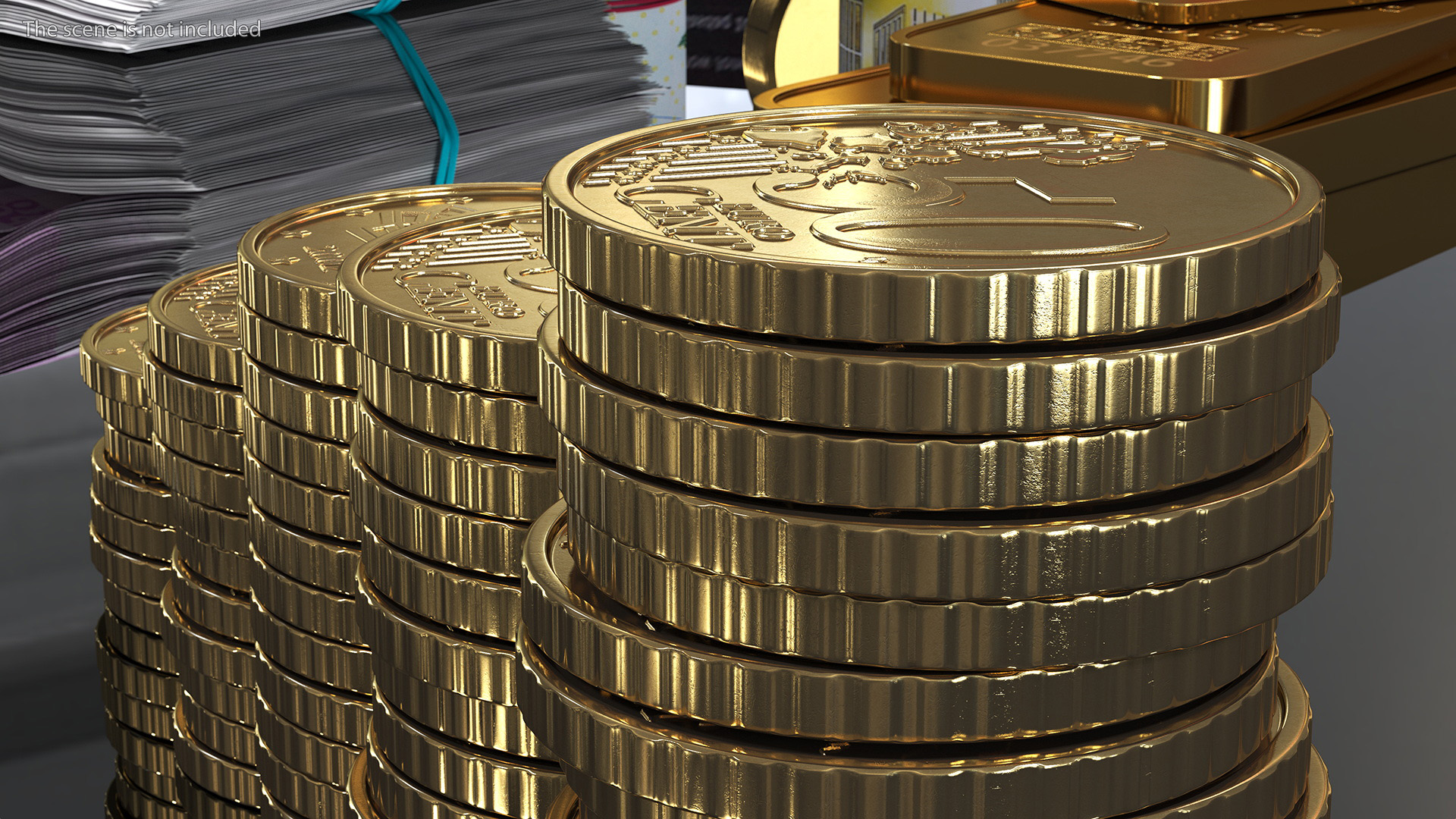 3D Stacked Coins with Letter Cubes