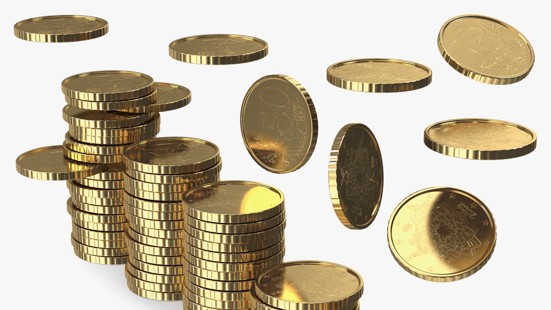 3D Stacked Coins with Letter Cubes