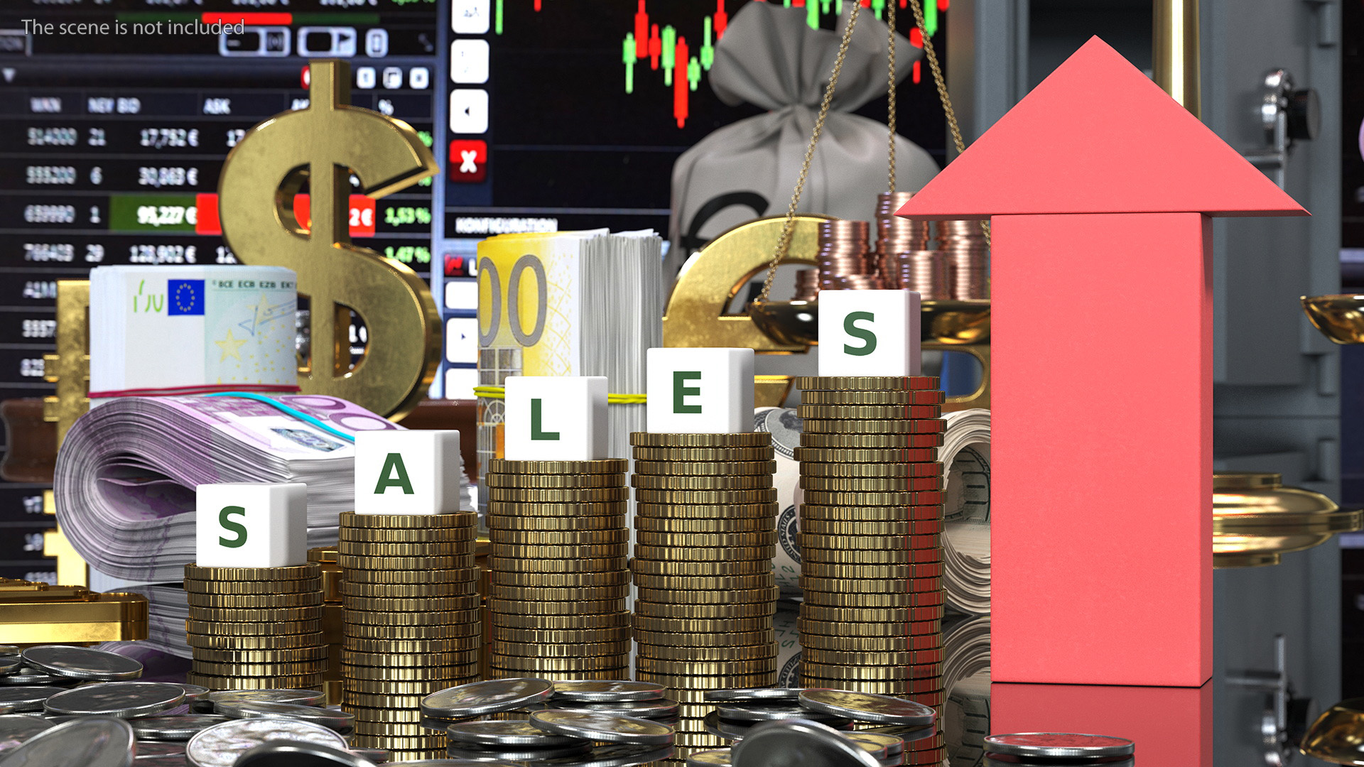 3D Stacked Coins with Letter Cubes
