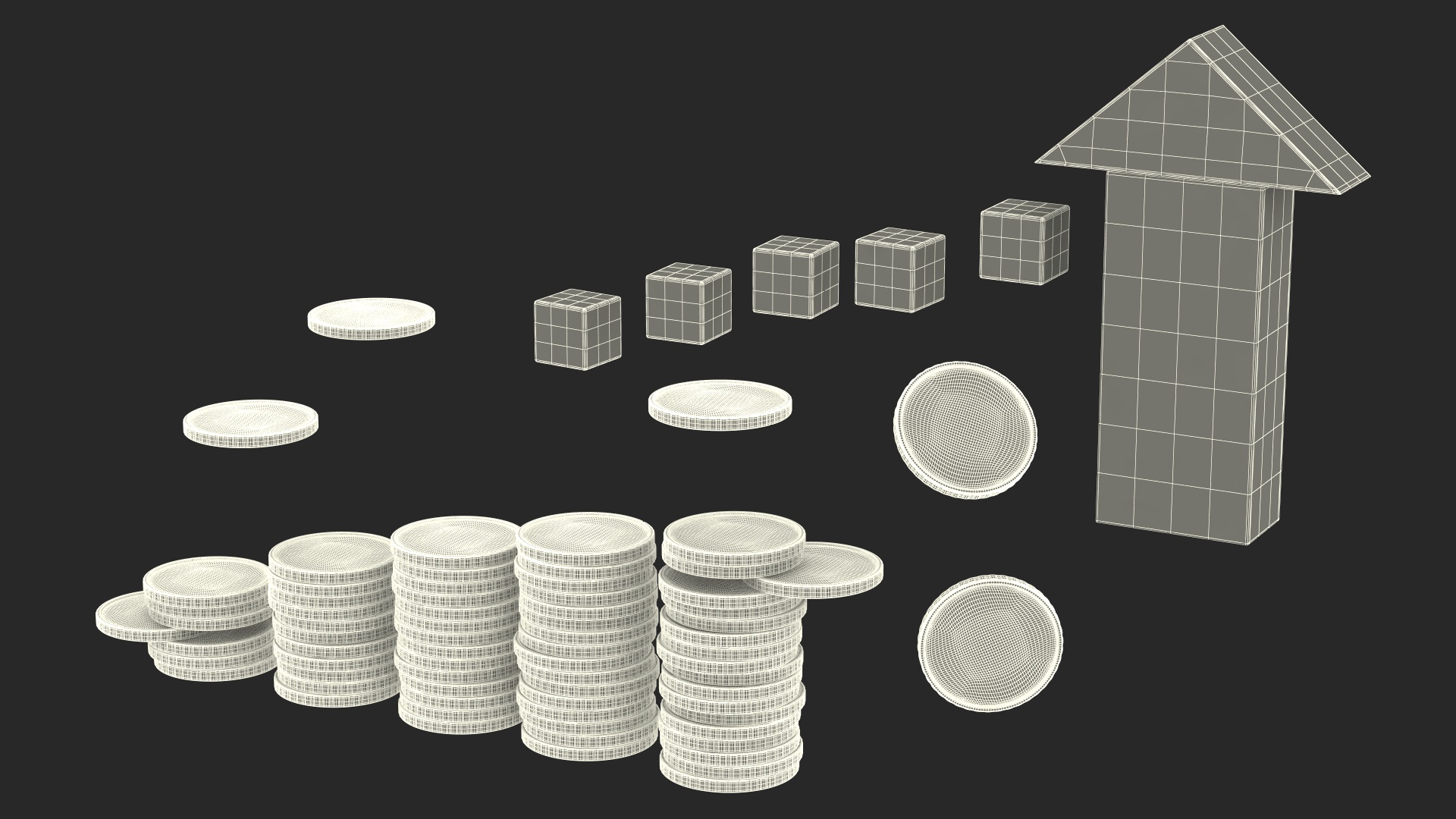 3D Stacked Coins with Letter Cubes