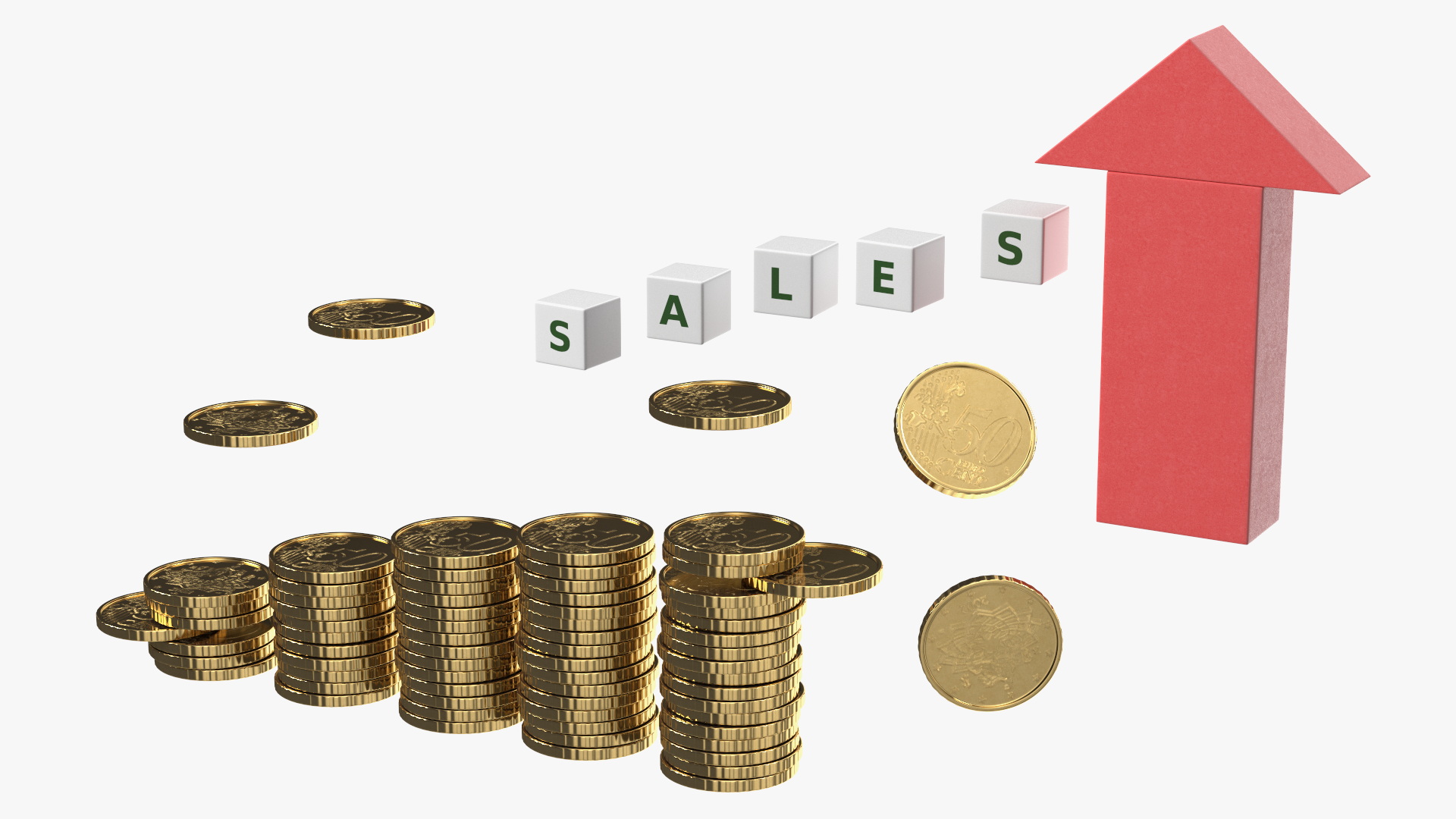 3D Stacked Coins with Letter Cubes
