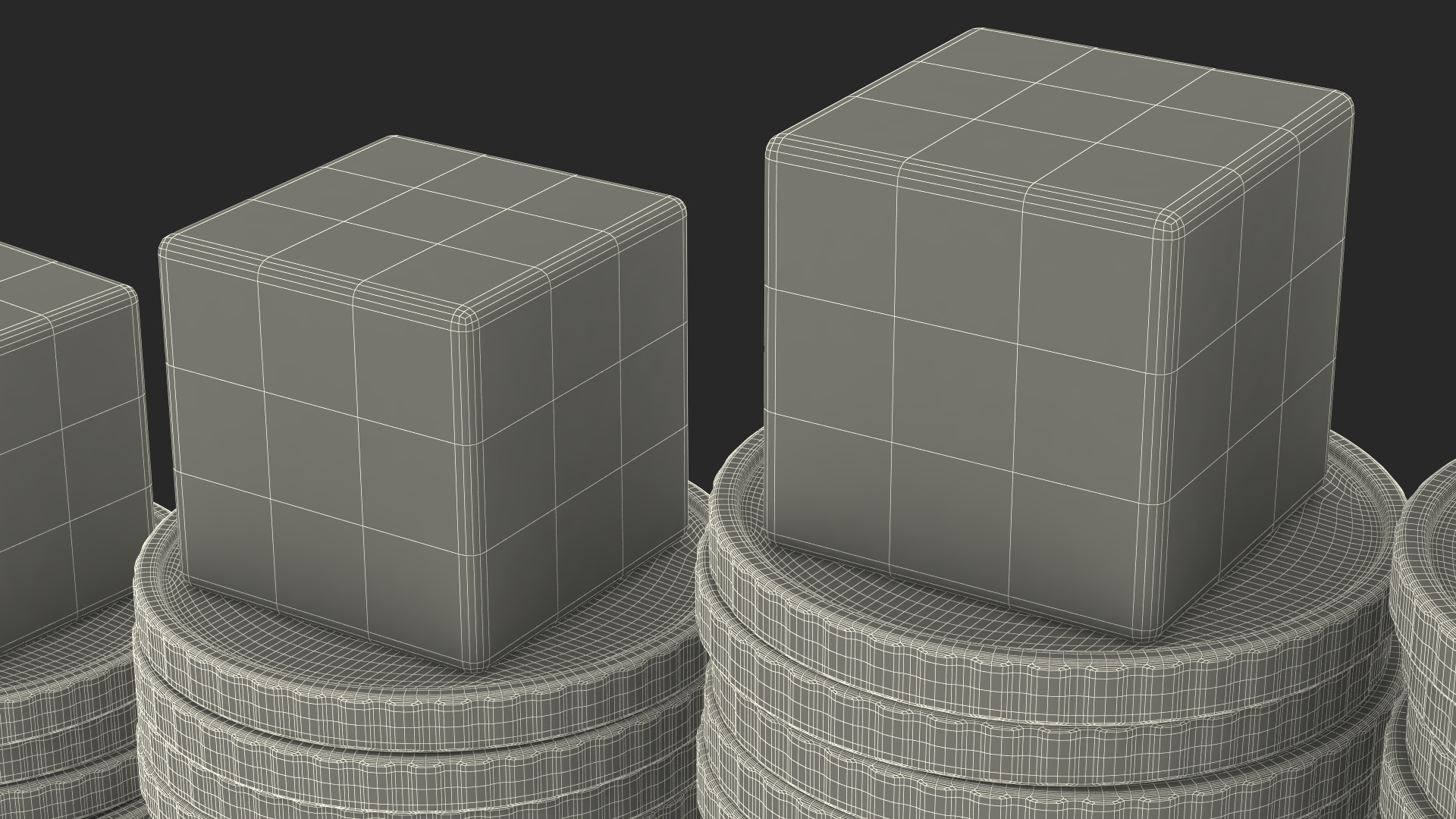 3D Stacked Coins with Letter Cubes