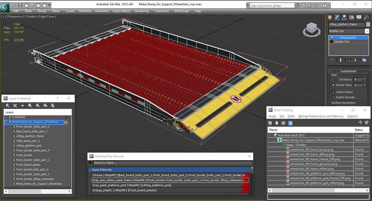 3D Metal Ramp for Support Wheelchair model