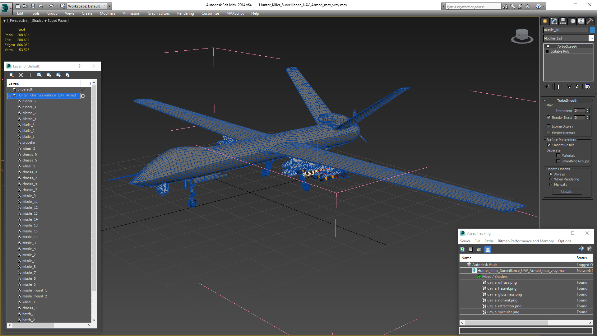 3D Hunter Killer Surveillance UAV Armed