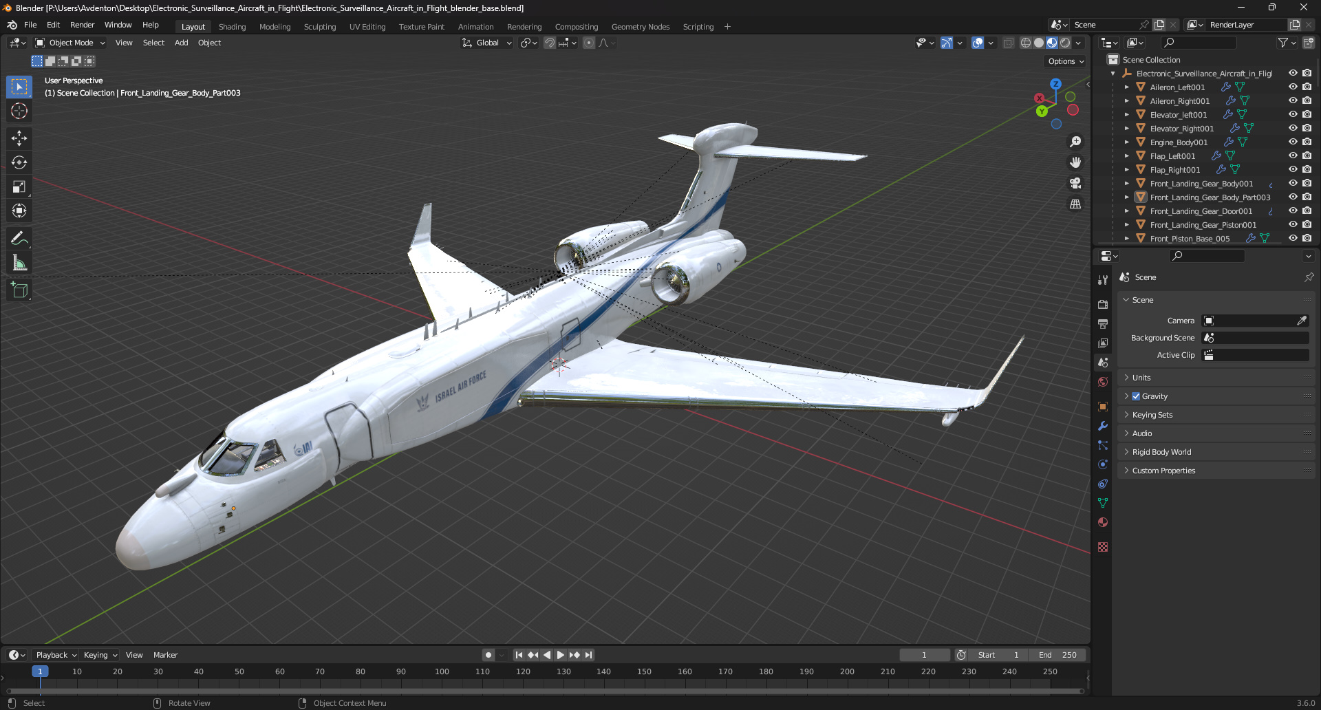 Electronic Surveillance Aircraft in Flight 3D
