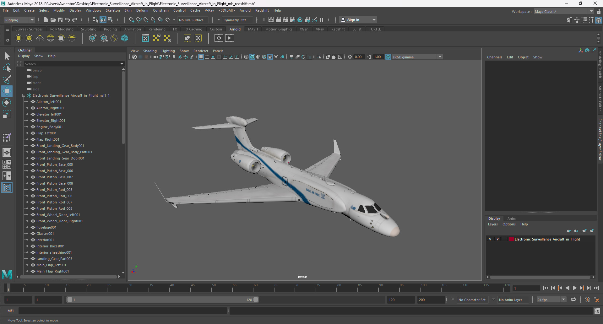 Electronic Surveillance Aircraft in Flight 3D
